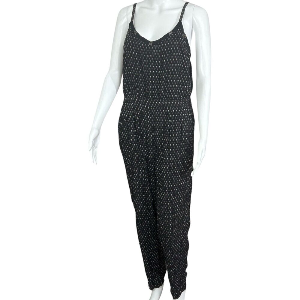 Fat Face Black Ditsy Floral Jumpsuit Romper Size 10 Viscose Adjustable Straps